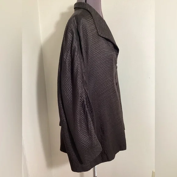 Eileen Fisher Silk Wool Crinkle Jacket Large - Picture 2 of 14